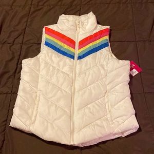 SO rainbow puffy vest NWT Large